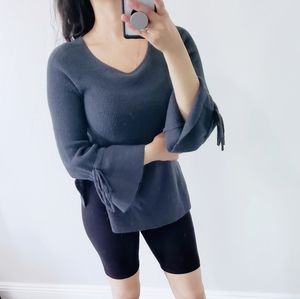Gray sweater blouse top